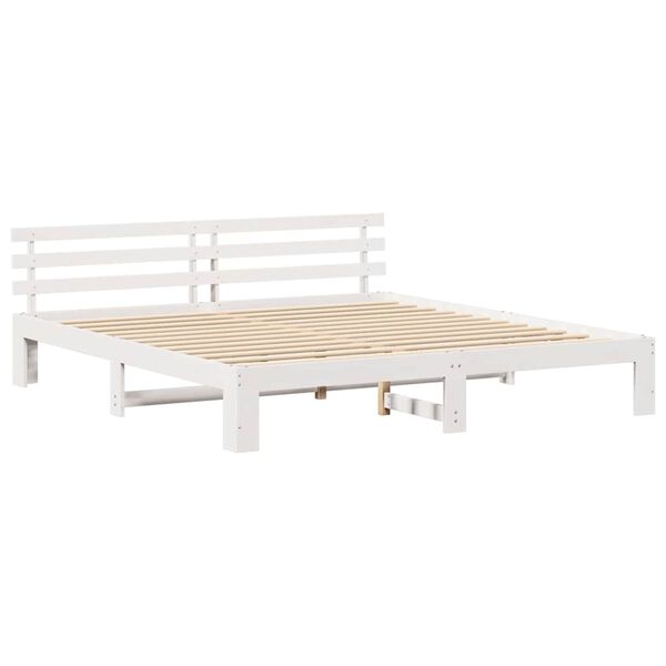 vidaXL Bed Frame with Headboard White 180 x 200 cm Solid Pine Wood