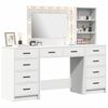 vidaXL Dressing Table with Mirror Lights 3 pcs White Engineered Wood