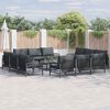 vidaXL Garden Sofa Set with Cushion 12 pcs Black Steel