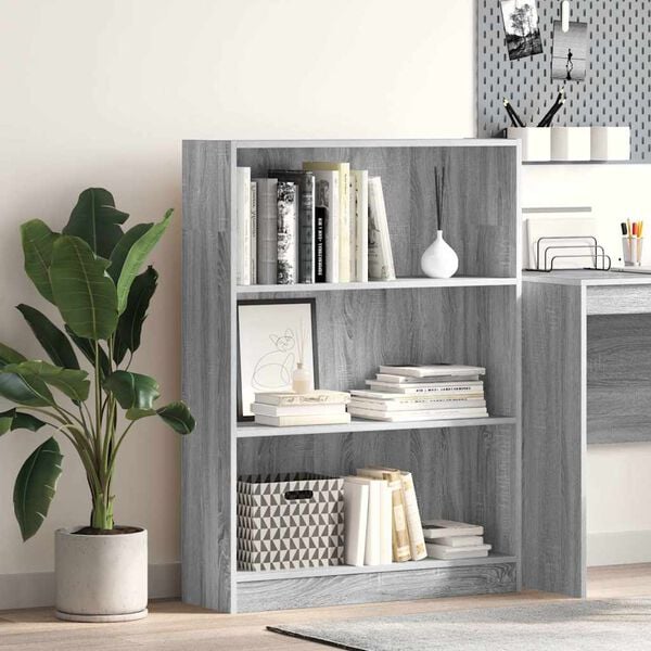vidaXL Bookcase Grey Sonoma 80x24x109 cm Engineered Wood