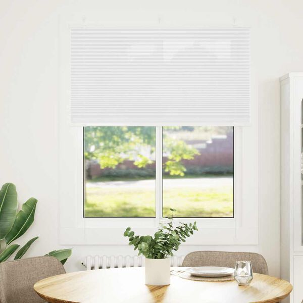 vidaXL Pleated Blind White 105x100 cm Fabric Width 104.4 cm Polyester