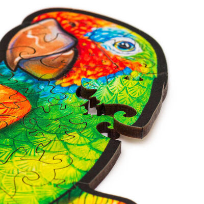 UNIDRAGON 291 Piece Wooden Jigsaw Puzzle Playful Parrots King Size 49x27 cm