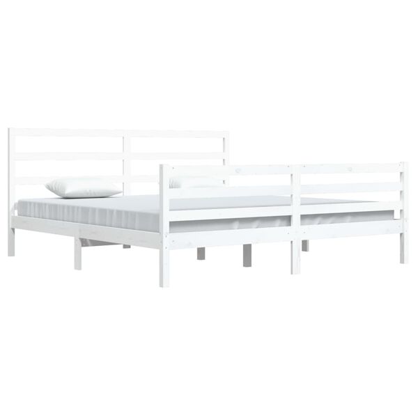 vidaXL Bed Frame without Mattress White Solid Wood Pine 200x200 cm