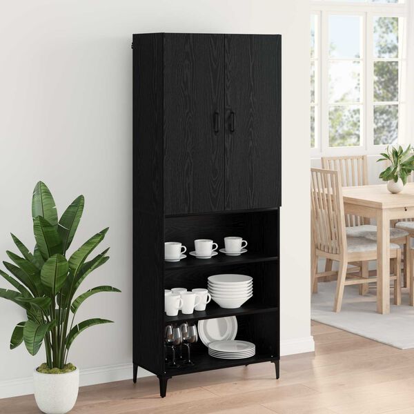 vidaXL Highboard Black Oak 69.5 x 34 x 180 cm Engineered Wood