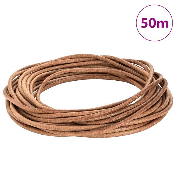vidaXL Leather Cord Brown &Oslash;5 mm x 50 m Leather