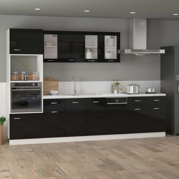 vidaXL Dishwasher Panel Lyon High Gloss Black 45x3x67 cm Engineered Wood