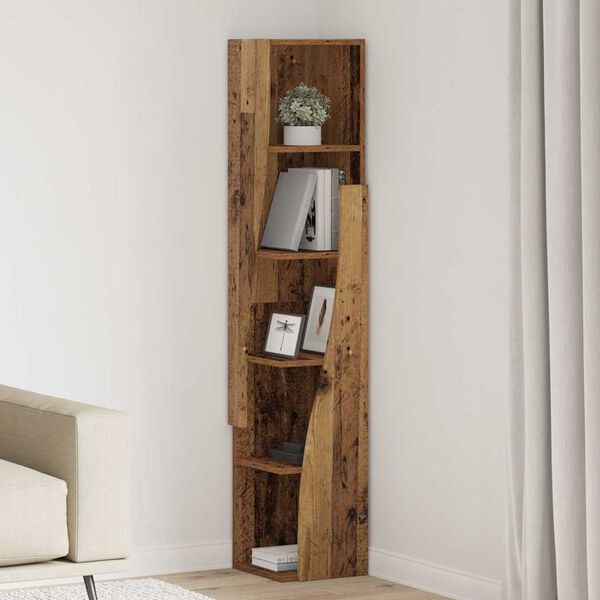 vidaXL Corner Cabinet Old Wood 27.5x27x140cm Engineered Wood