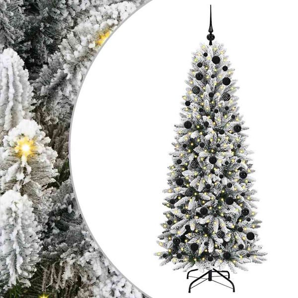 vidaXL Artificial Christmas Tree with 300 LEDs with Stand White 180 cm