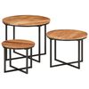 vidaXL Nesting Coffee Tables 3 pcs Solid Wood Acacia and Iron