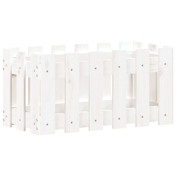 vidaXL Garden Planter with Fence Design White 60x30x30 cm Solid Wood Pine