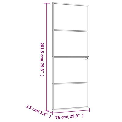 vidaXL Interior Door Black 76x201.5 cm Tempered Glass&Aluminium