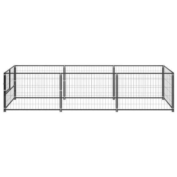 vidaXL Dog Kennel Black 3 m&sup2; Steel