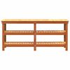 vidaXL Work Bench with Shelf with Storage Wax Brown Solid Pine Wood