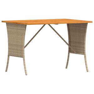 vidaXL Garden Table with Acacia Wood Top Beige 105x75x72 cm Poly Rattan