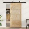 vidaXL Sliding Door Natural and Black 93 x 202 cm Solid Pine Wood