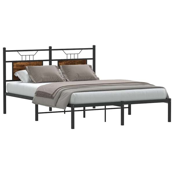 vidaXL Bed Frame without Mattress Smoked Oak 140x190 cm Engineered Wood