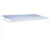 vidaXL Manual Retractable Awning with LED 600x350 cm Blue and White