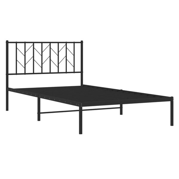 vidaXL Metal Bed Frame without Mattress with Headboard Black 107x203cm