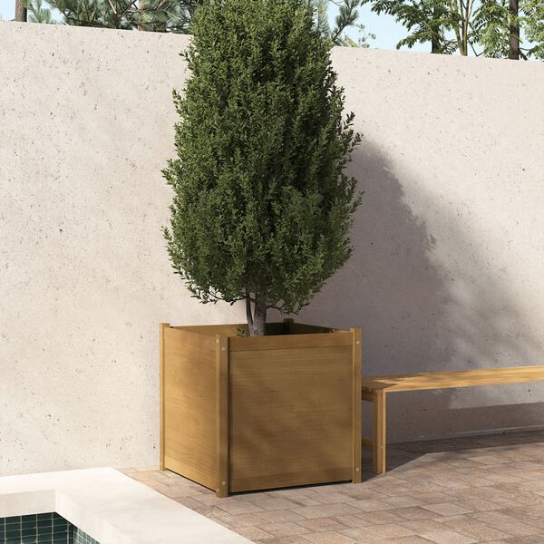 vidaXL Garden Planter Honey Brown 70x70x70 cm Solid Pinewood