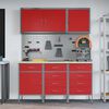 vidaXL Work Bench with Drawer 8 pcs Red 150 x 55 x 200 cm Steel