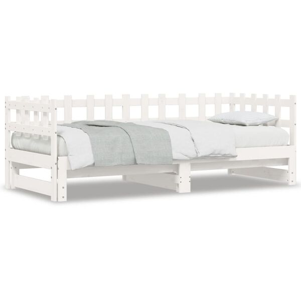 vidaXL Pull-out Day Bed without Mattress White 2x(80x200) cm Solid Wood