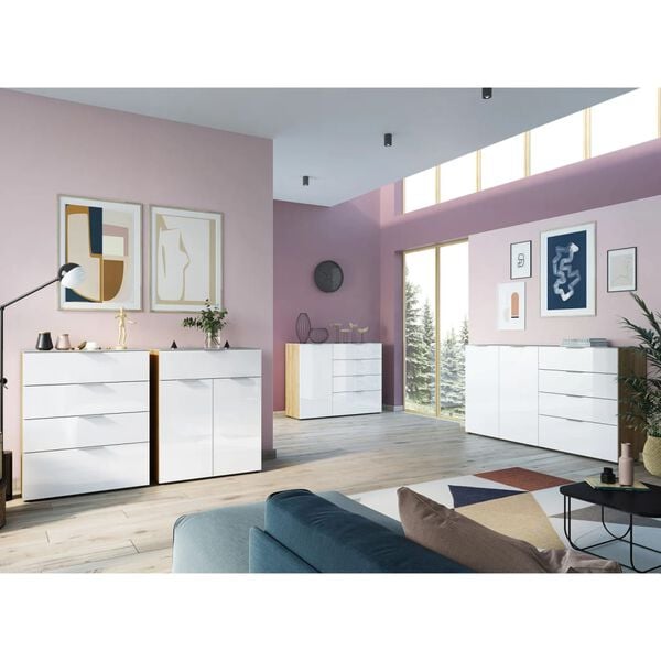 Germania Chest of 1 Drawer and 2 Doors GW-Oakland White and Oak