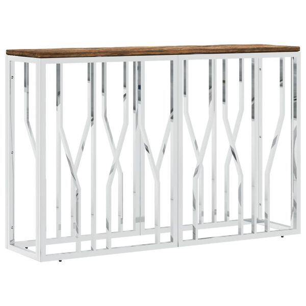 vidaXL Console Table Stainless Steel and Solid Wood Reclaimed