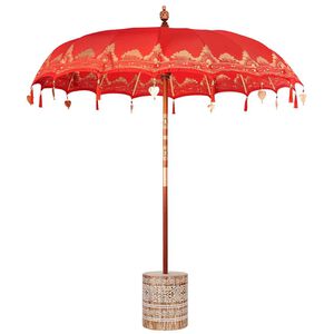 vidaXL Balinese Parasol Red 215 x 215 x 260 cm Cotton and solid wood