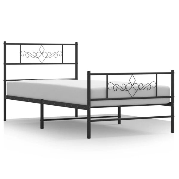 vidaXL Metal Bed Frame without Mattress with Footboard Black 80x200cm