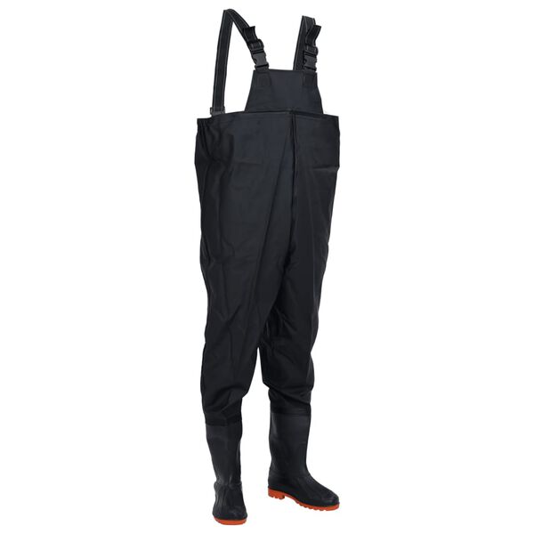vidaXL Chest Waders with Boots Black Size 44