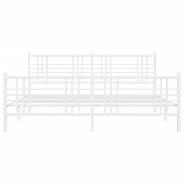 vidaXL Metal Bed Frame without Mattress with Footboard White 180x200cm