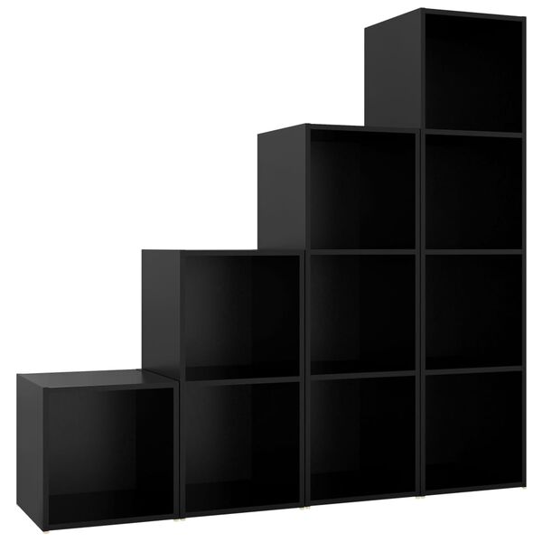 vidaXL 4 Piece TV Cabinet Set Black Engineered Wood