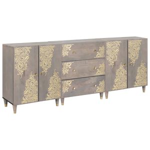 vidaXL Bathroom Cabinet Set 3 pcs Grey and Gold 180 x 33 x 75 cm