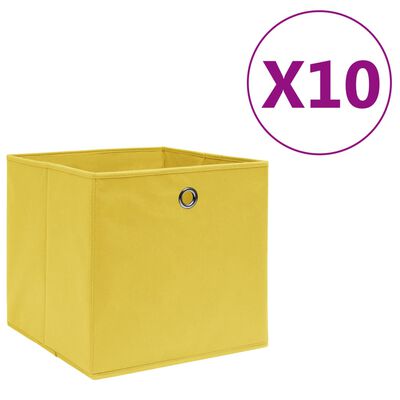vidaXL Storage Boxes 10 pcs Non-woven Fabric 28x28x28 cm Yellow