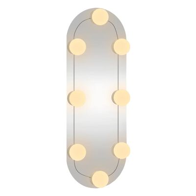 vidaXL Wall Mirror with LED Lights 15x40 cm Glass Oval