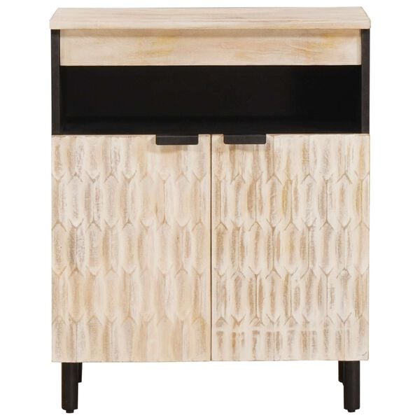 vidaXL Sideboard White Wash Finish 60 x 33 x 75 cm Solid Mango Wood