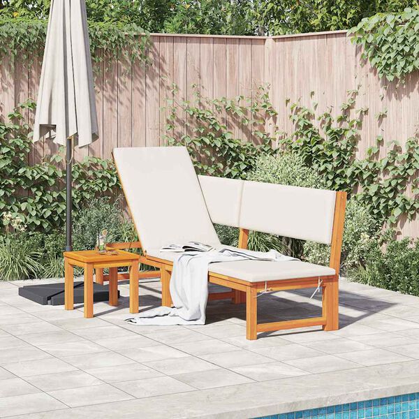 vidaXL Sun Lounger Reclining Brown 200 x 57 x 75cm Solid Acacia wood