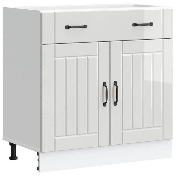 vidaXL Kitchen Base Cabinet Lucca High Gloss White Engineered Wood
