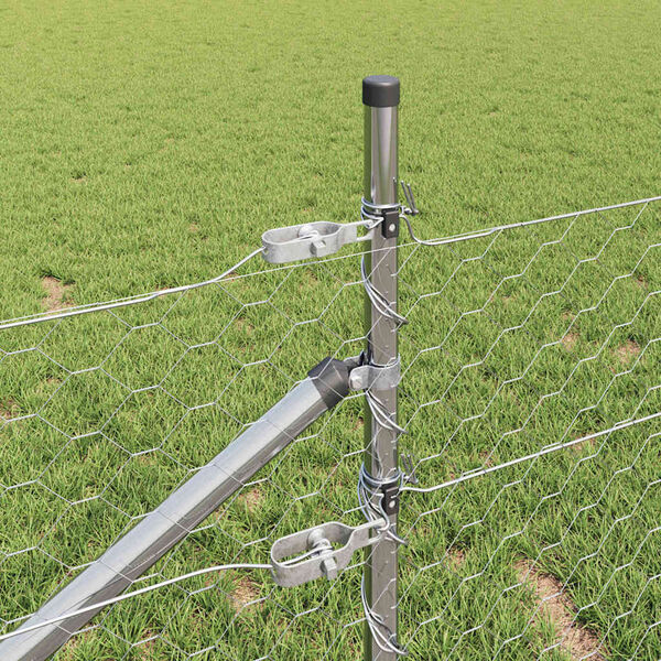 vidaXL Fence with Posts Silver 0.8 x 10 m PVC-coated steel