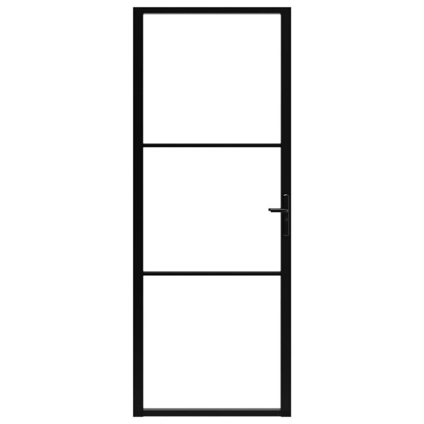 vidaXL Interior Door ESG Glass and Aluminium 76x201.5 cm Black