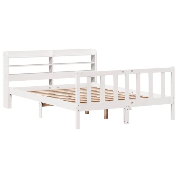 vidaXL Bed Frame without Mattress White 150x200 cm King Size Solid Wood Pine