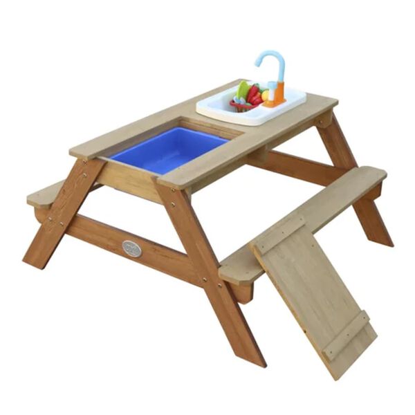 AXI Sand and Water Picnic Table Emily with Play Kitchen Brown