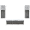 vidaXL 5 Piece TV Wall Units with LED Concrete Grey Engineered Wood