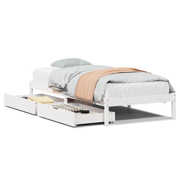 vidaXL Bed Frame without Mattress White 90x190 cm Single Solid Wood Pine
