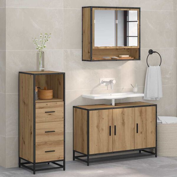 vidaXL Bathroom Furniture Set 3 pcs Artisan oak Engineered wood