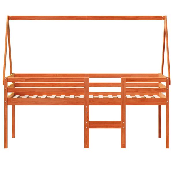 vidaXL High Sleeper Bed without Mattress Wax Brown 90x190 cm Single Solid Wood Pine