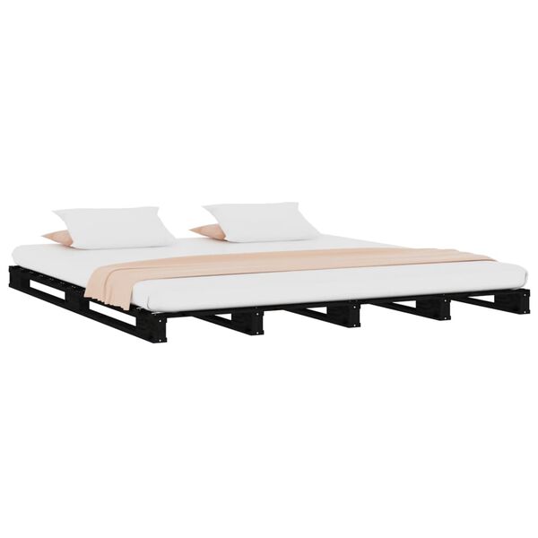 vidaXL Pallet Bed without Mattress Black Double Solid Wood