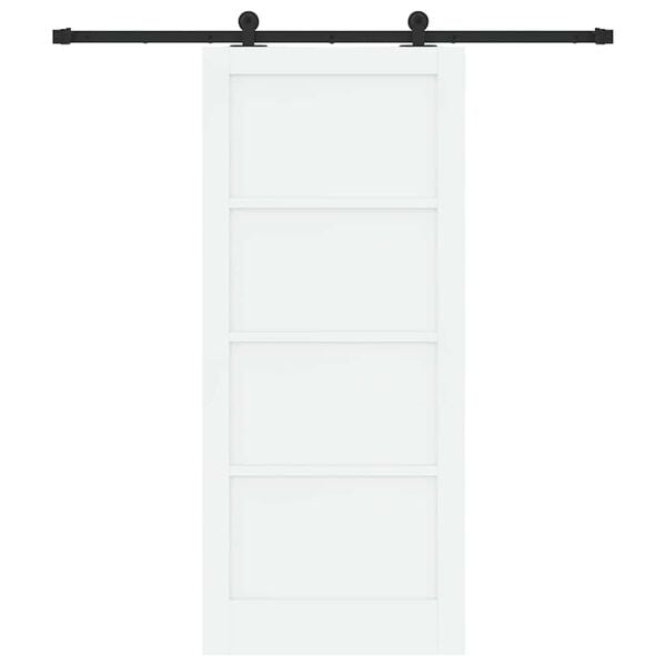 vidaXL Sliding Door White and Black 86 x 198.5 cm Solid Pine Wood
