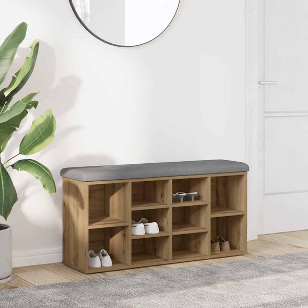 vidaXL Shoe Bench Artisan Oak 82x32x45.5 cm Engineered Wood