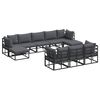 vidaXL Garden Sofa Set 10 pcs Black Aluminium